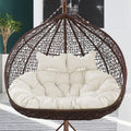 Double Swing Chair Cushion Replacement, Large Egg Chair Cushion with Adjustable Pillow for Indoor Outdoor Garden Balcony Rocking Hanging Basket Rattan Chair Rest Seat Pad(E)