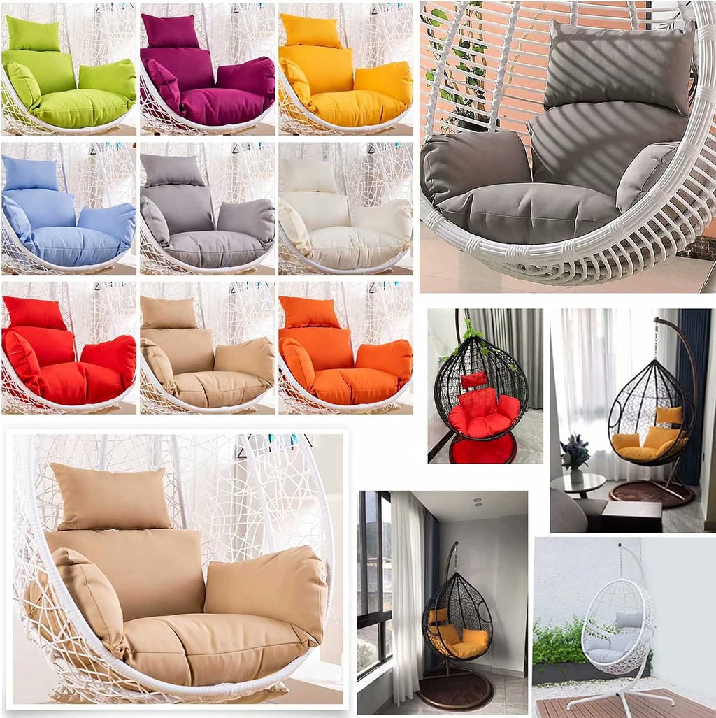 Egg Chair Cushion Only, Outdoor Hanging Swing Chair Cushion, Hanging Egg Chair Cushion Thick, Washable Cover Hanging Hammock Chair Cushion for Garden, Chair Pads Replacement White