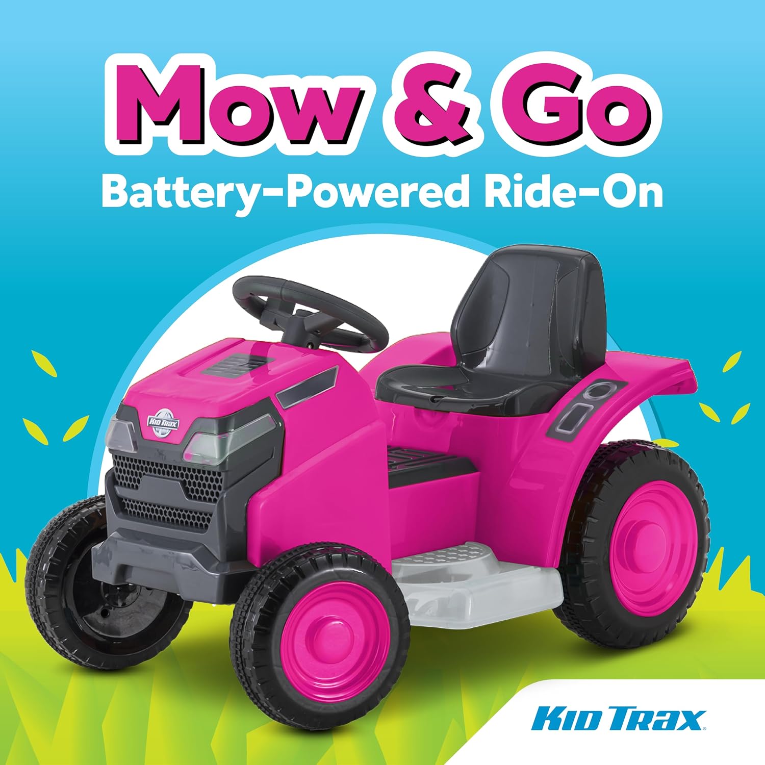 Kid Trax 6V Mow and Go Ride On Lawn Mower - Electric Cars for Kids, Toddler Outdoor Toys, Toddler Car, Kids Ride On Toys, Easy Drive, Durable, Ages 18-30 Months, Max Weight 44 lbs. 1.5 MPH