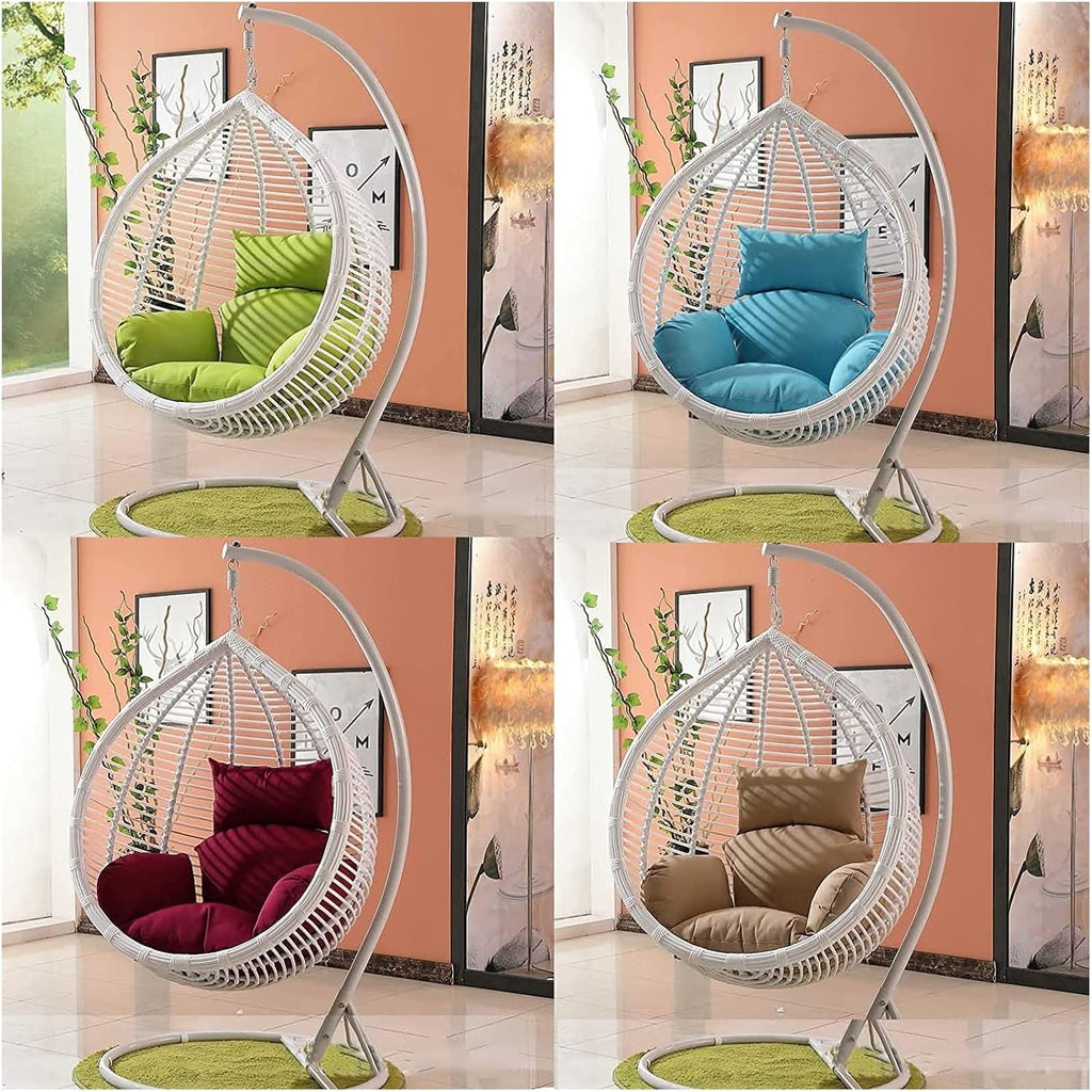 Foldable Egg Chair Cushion Replacement Hanging Hammock Chair Pads Outdoor Swing Hanging Basket Seat Pads Rocking Chair Seat Cushion with Adjustable Pillow and Armrest