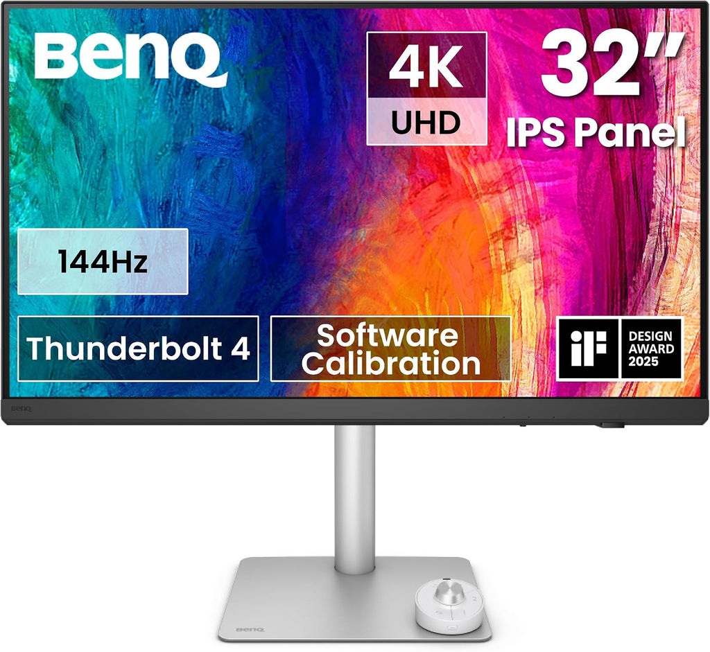 BenQ PD3226G 32' 4K UHD (3840x2160) 144Hz Monitor for Designers, IPS, 95% P3, 100% sRGB, 90W Thunderbolt 4, Software Calibration, KVM, Daisy Chain, Reflection-Free Nano Matte Panel, Height Adjustable