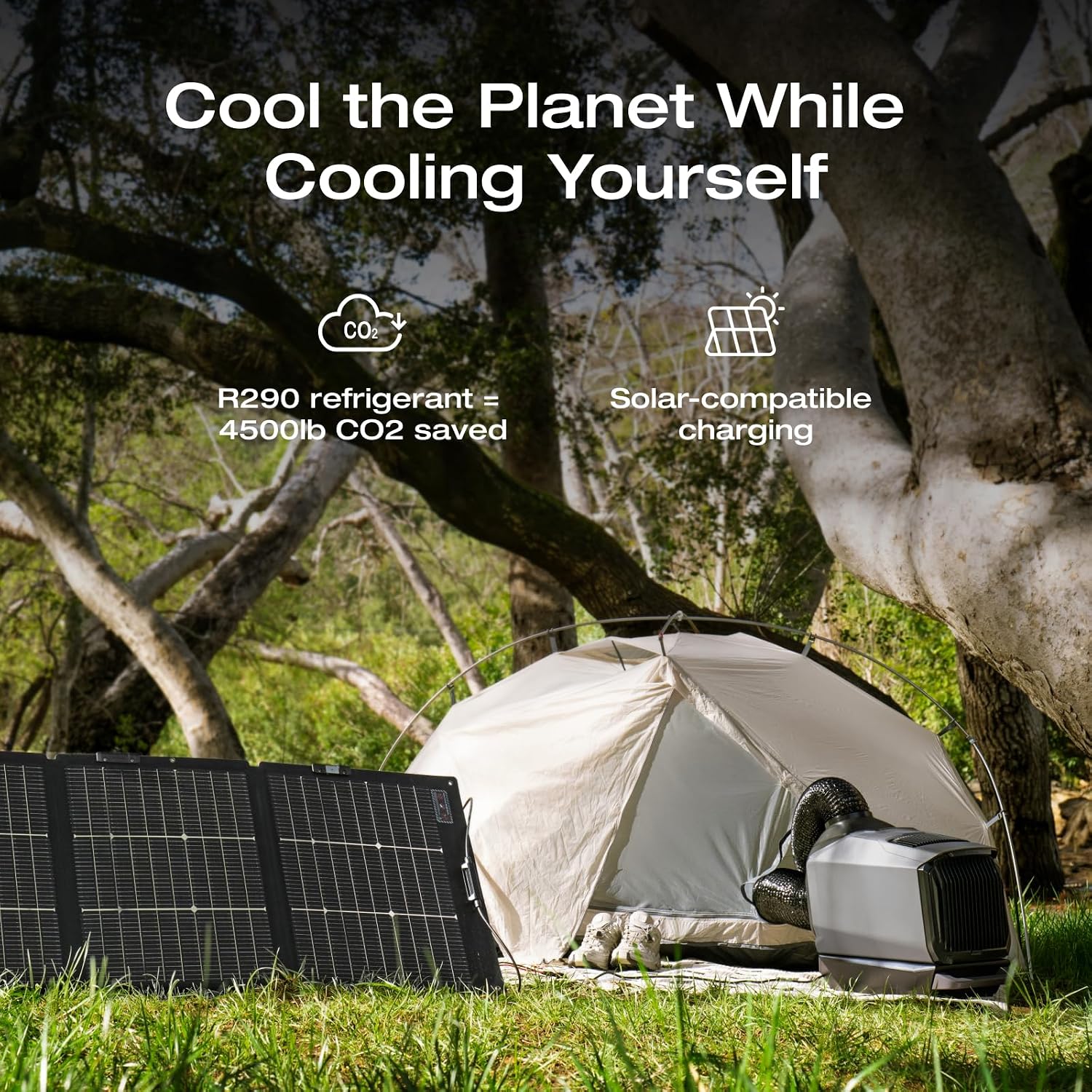 EF ECOFLOW WAVE 3 Portable Air Conditioner with Add-on Battery, 1800W/6100 BTU Cooling and 2000W/6800 BTU Heating, 1000W Fast Charging in 75 mins, 8H Wireless Running, APP Control, for camping, RVs