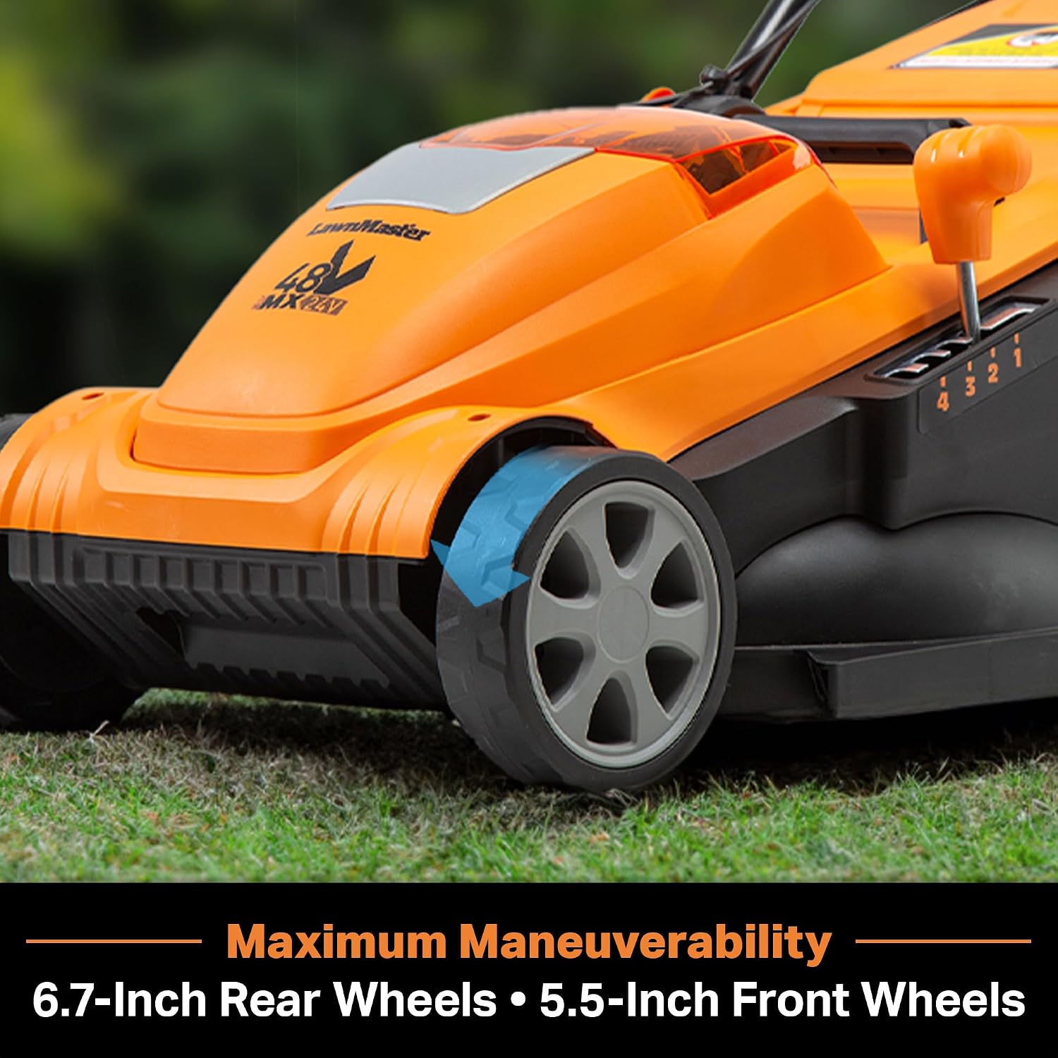 LawnMaster CLMF4815E 48V MAX 15-inch Brushless Cordless Lawn Mower with 2X24V MAX 4.0Ah Battery and a Dual Charger