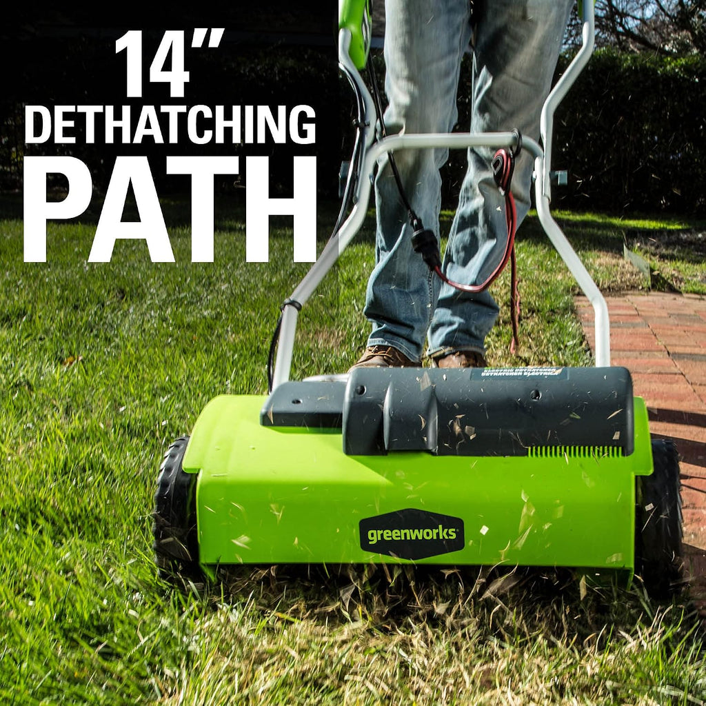 Greenworks 10 Amp 14' Corded Electric Dethatcher (Stainless Steel Tines)