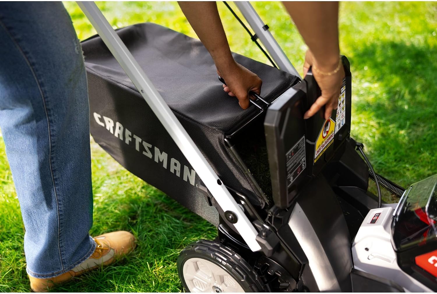 CRAFTSMAN V20 BRUSHLESS RP 21 in Rear Wheel Driver Mower, 2 x 9Ah Batteries and 2 Chargers Included, Up to 70 Min of Runtime, Self-Propelled, LED Headlights, Dual Blades (CMCMWSP320X2)