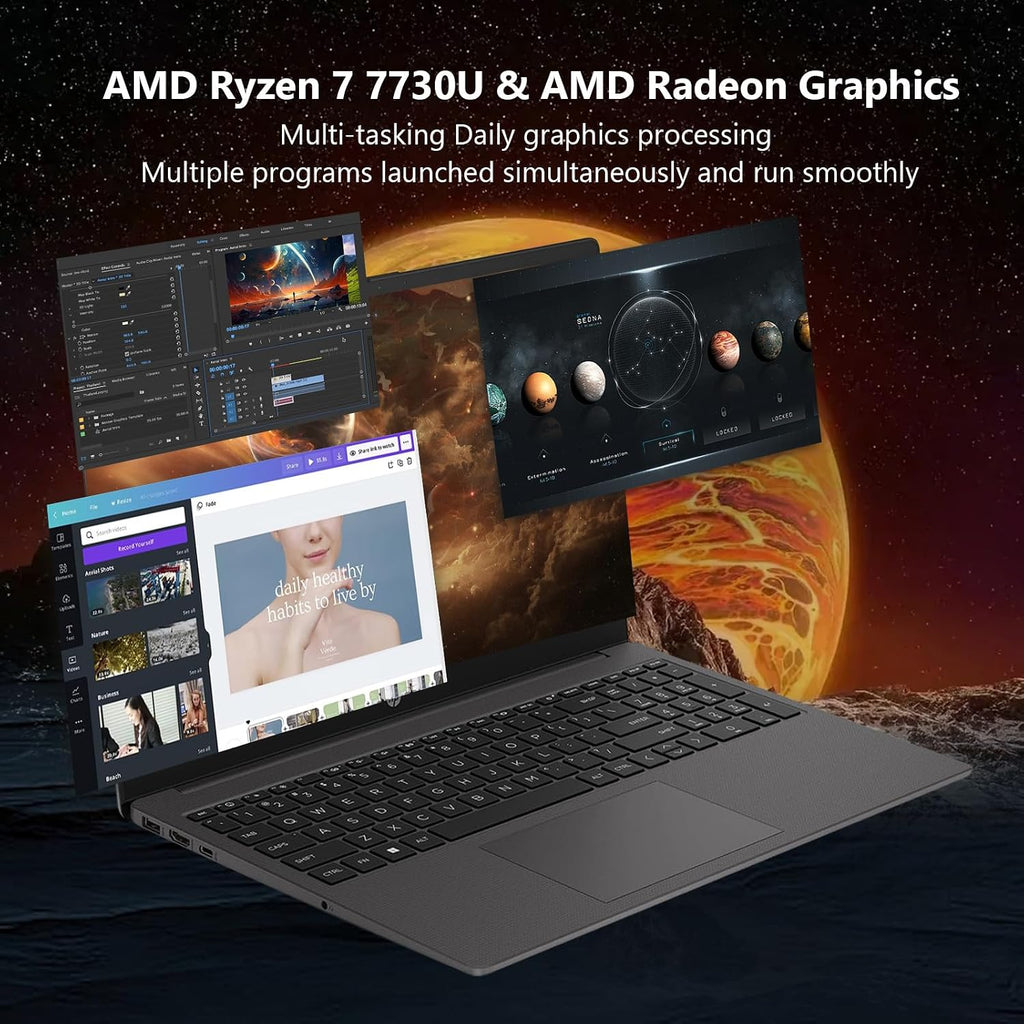 HP Business and Study Laptop 2025 Updated, 15.6' FHD, AMD Ryzen 7 7730U (32GB RAM | 2TB SSD), Numeric Keypad, Webcam, Windows 11 Pro+ Copilot AI, WiFi 6& Bluetooth with 5-in-1 Accessory Kit Box