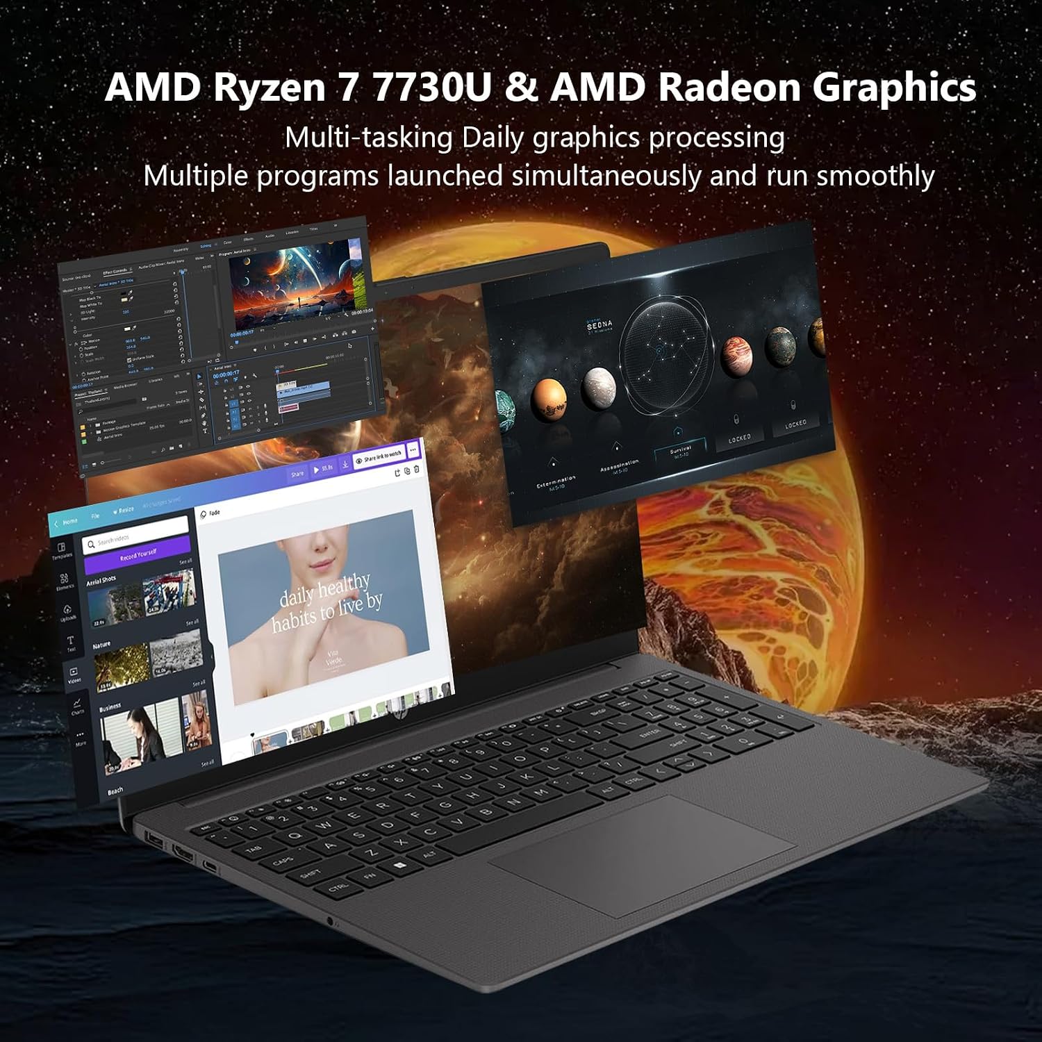 HP Business and Study Laptop 2025 Updated, 15.6' FHD, AMD Ryzen 7 7730U (32GB RAM | 2TB SSD), Numeric Keypad, Webcam, Windows 11 Pro+ Copilot AI, WiFi 6& Bluetooth with 5-in-1 Accessory Kit Box