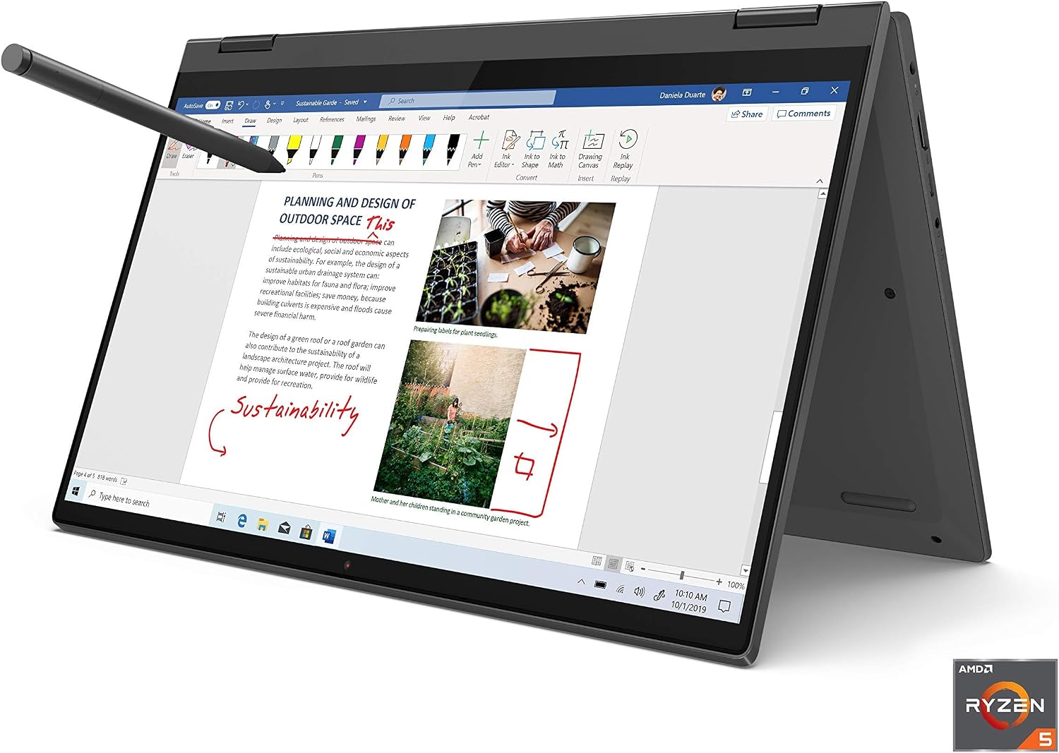 Lenovo Flex 5 14' FHD IPS Touchscreen Premium 2-in-1 Laptop, AMD 4th Gen Ryzen 5 4500U, 16GB RAM, 256GB PCIe SSD, Backlit Keyboard, Fingerprint Reader, Digital Pen Included, Windows 10