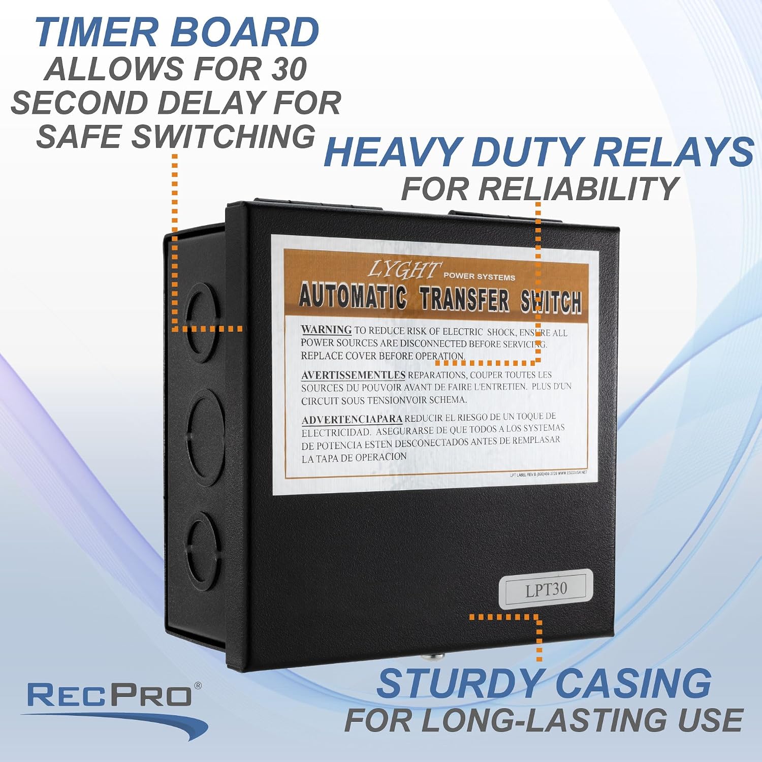 RecPro RV Automatic Transfer Switch | 120V | 30Amp | Handles Up to 4.5KW Generator