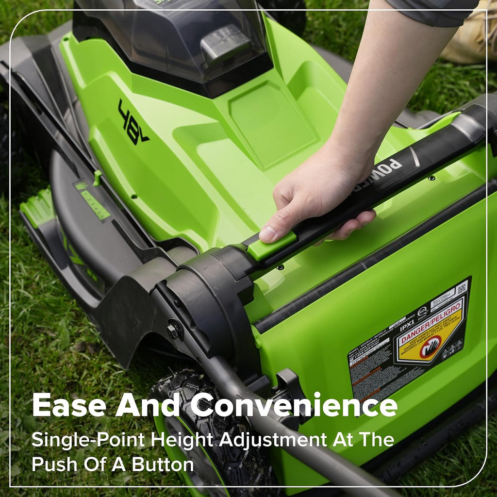 Greenworks 48V (24V x 2) 17' Brushless Push Lawn Mower with (2) 4.0Ah Batteries & 65W Type-C Charger