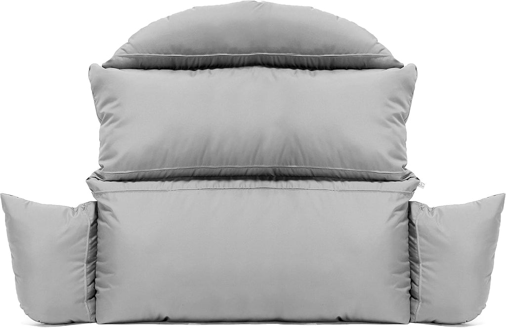 LeisureMod 2 Person Hanging Egg Chair Cushion - Light Grey, Quick-Drying, Weather-Resistant, Soft Cotton Filling, Machine Washable
