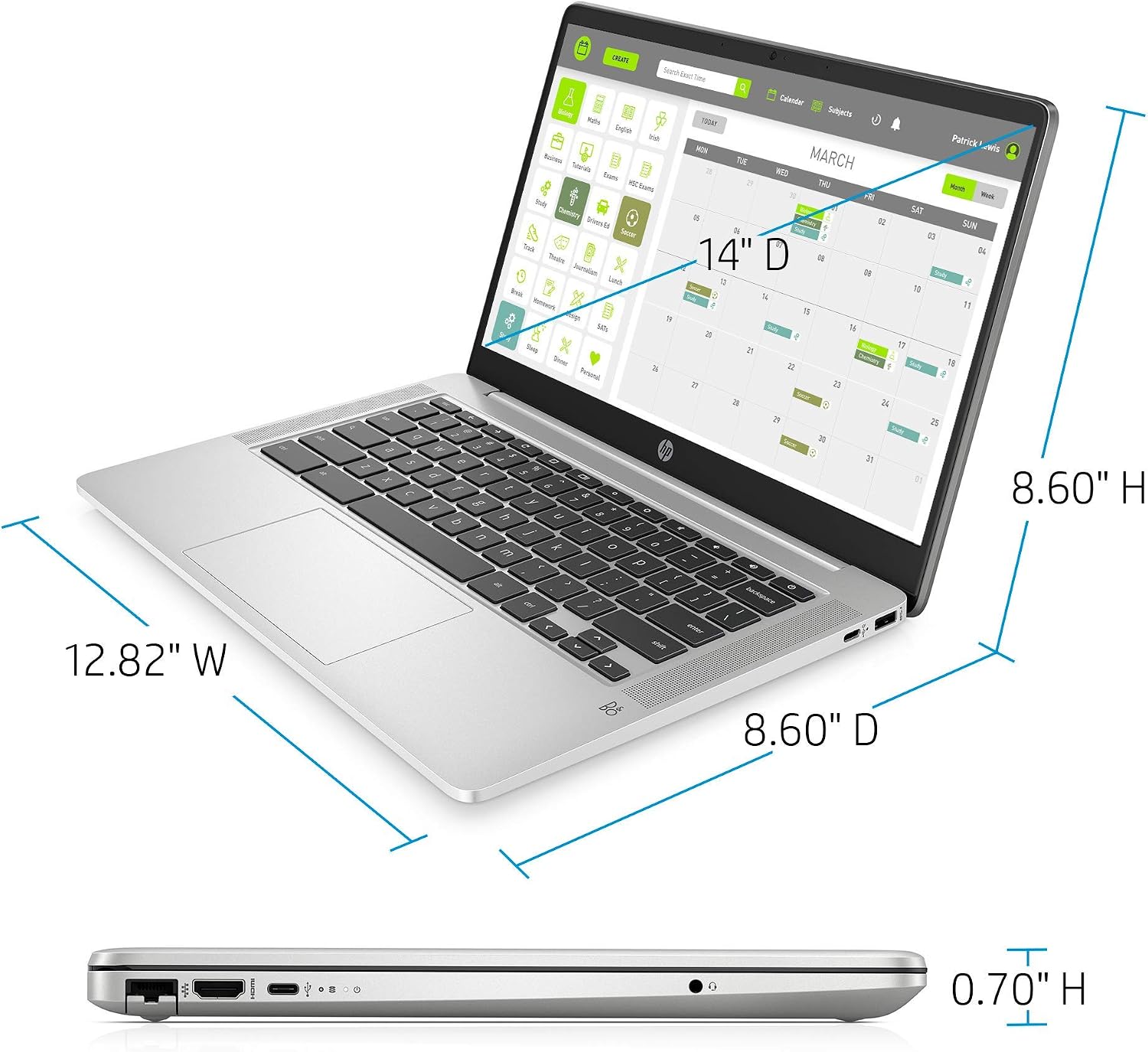 HP 2020 Flagship 14 Chromebook Laptop Computer 14-inch HD SVA Anti-Glare Display Intel Celeron N5000 Processor 4GB DDR4 64GB eMMC WiFi Webcam Chrome OS (Renewed)