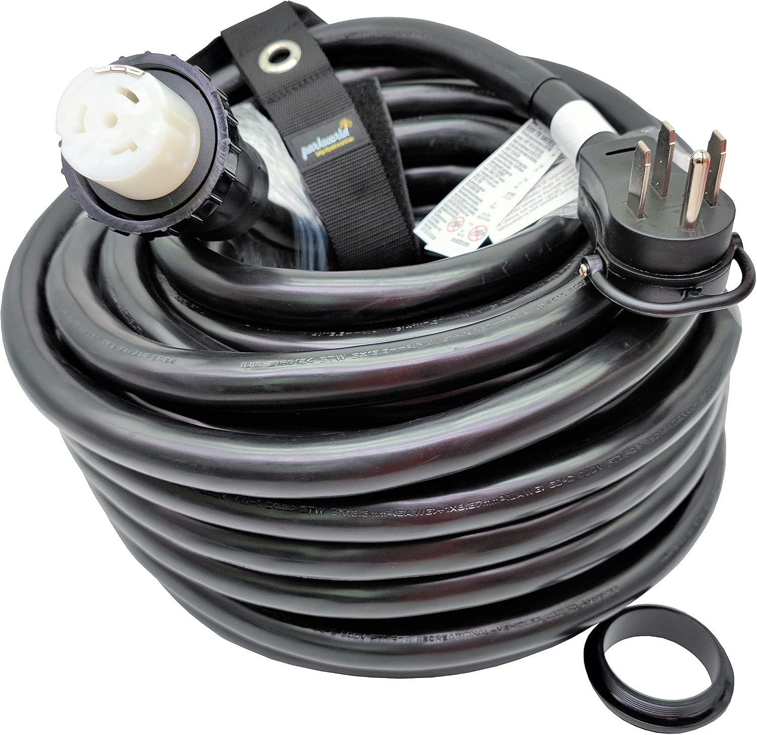 Parkworld RV 50A Shore Power Extension Cord Adapter, 50amp Camper Plug 14-50P to SS2-50R Marine Twist Lock Receptacle (100FT)