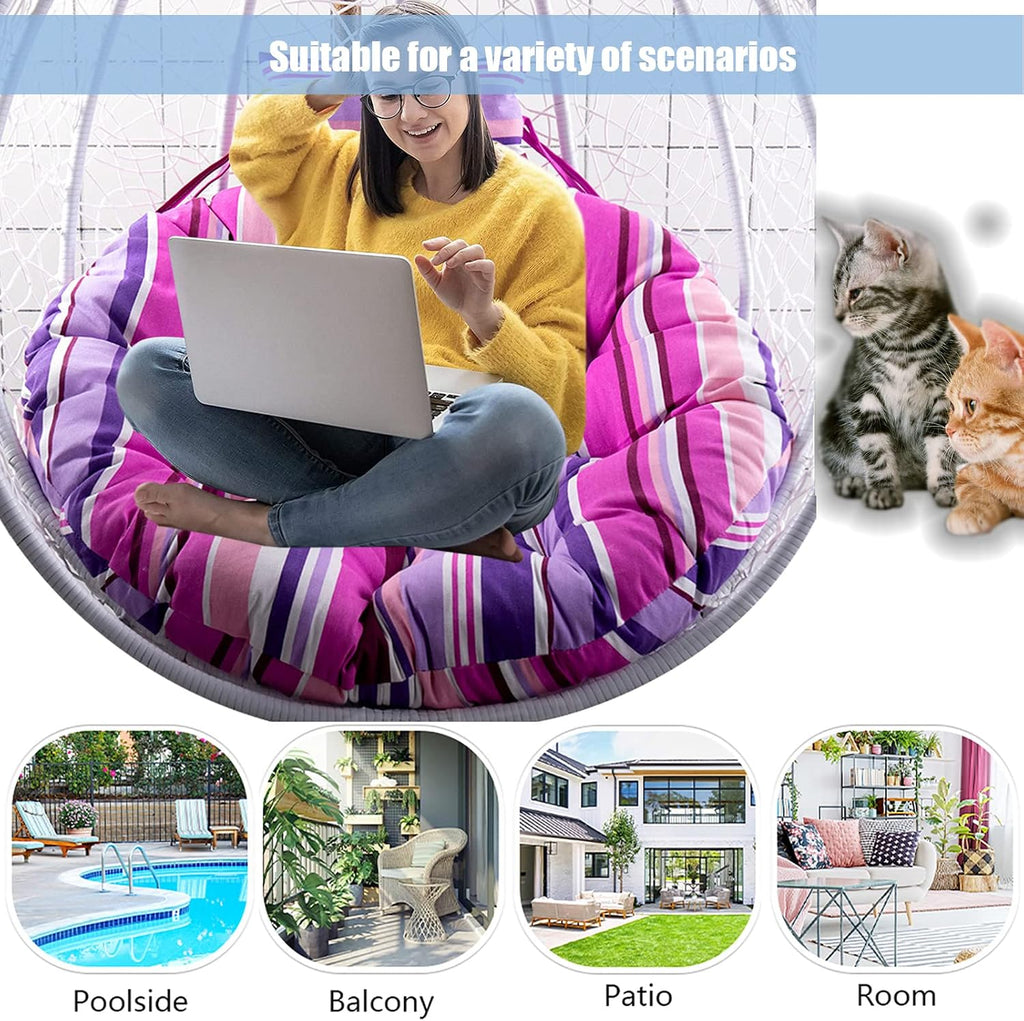Papasan Chair Cushion Thick Comfortable and Oversized Egg Rocking Chair Cushion Round Indoor Hanging Egg Chair Cushions Swing Chair Cushion Without Chair (E 120cm/47.24in)