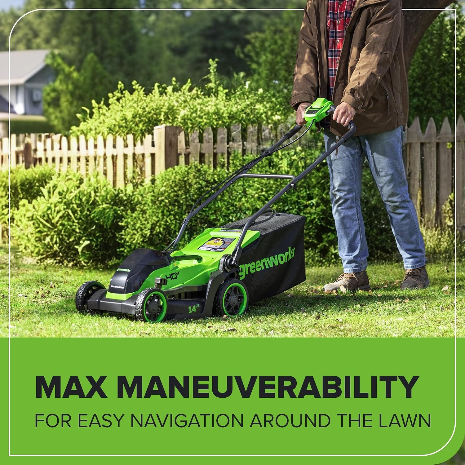 Greenworks 40V 14' Brushless (Push) Cordless Lawn Mower, 4.0Ah Battery and Charger