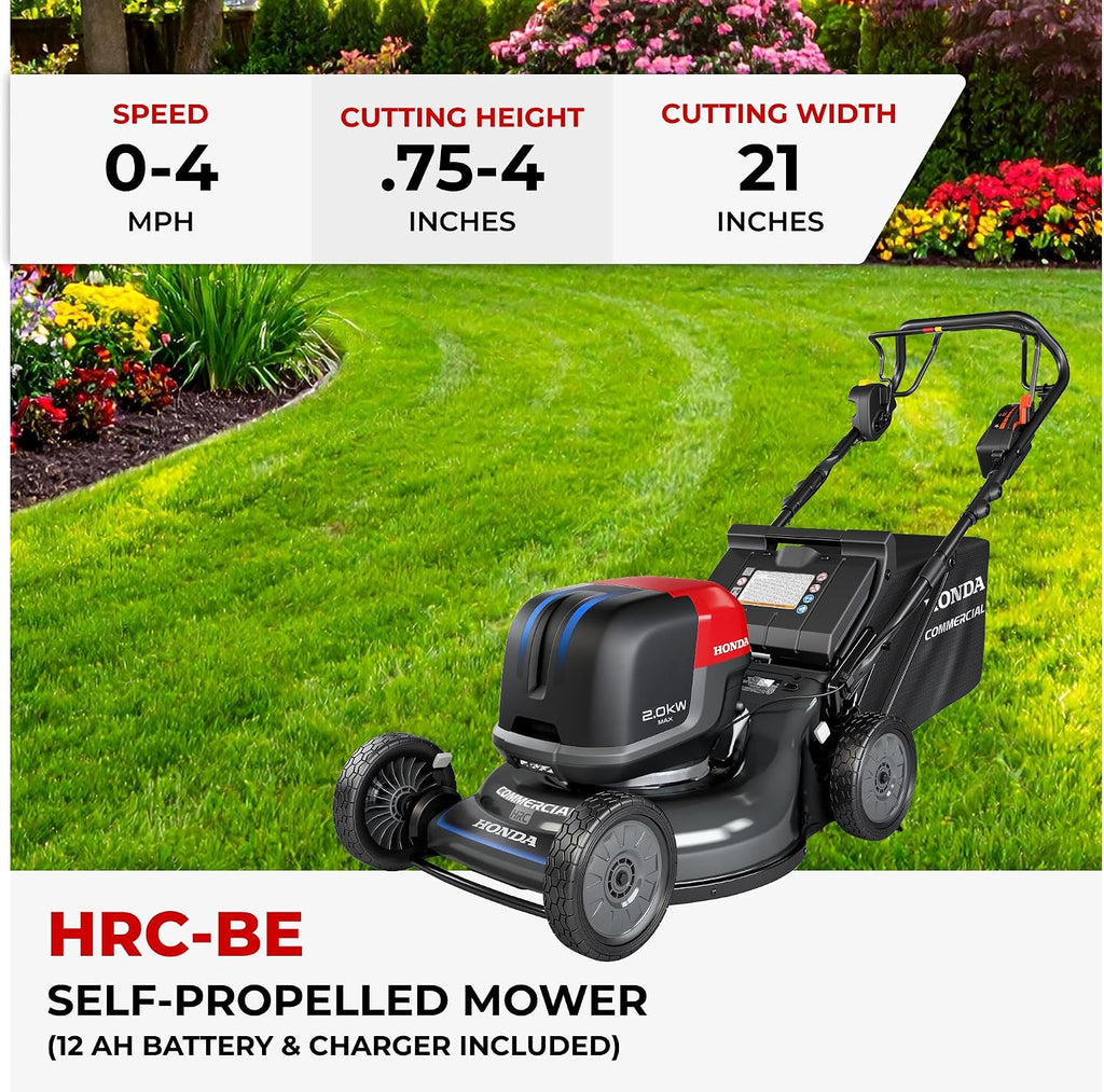 Honda HRC-BE 21-Inch Walk Behind 12 AH Battery Powered Lawn Mower with 2 Battery Bays, Variable Speed Self Propelled Lawn Mower with 2.5 Bushel Capacity, Easy-Off Grass Bag (HRX217YXBEXA6)