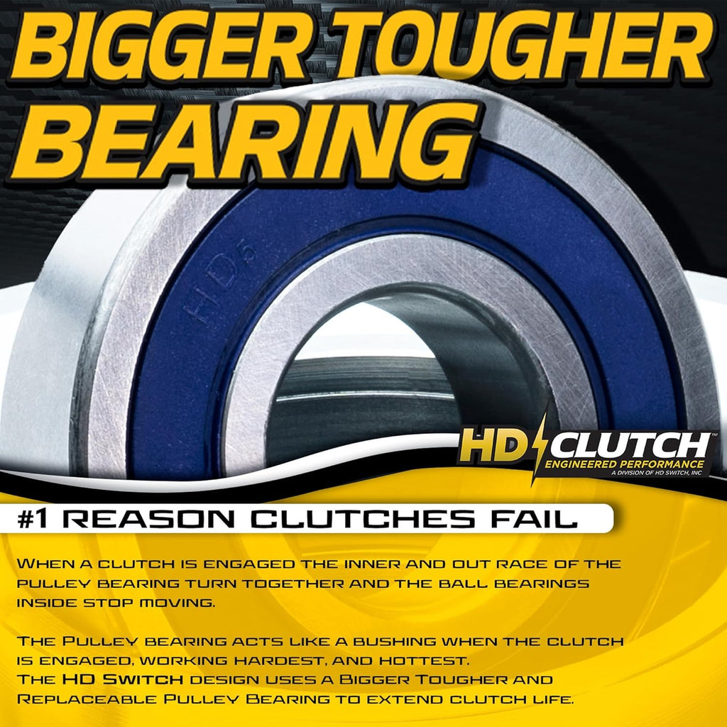 HD Switch HiTorque 210ftlb (OEM 175) BIGBearing Billet Pulley Clutch & 20A PTO Switch fits Ariens Gravely Woods 09232700 09266700 09208000 00389900 01545600 5218-31 5218-94 Mowers Larger Pully Bearing