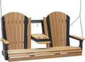 LuxCraft 5' Adirondack Hanging Porch Swing with Flip Down Console, Outdoor Patio Swing, Front Porch Swing, Outdoor Swing Bench (Cedar & Black)