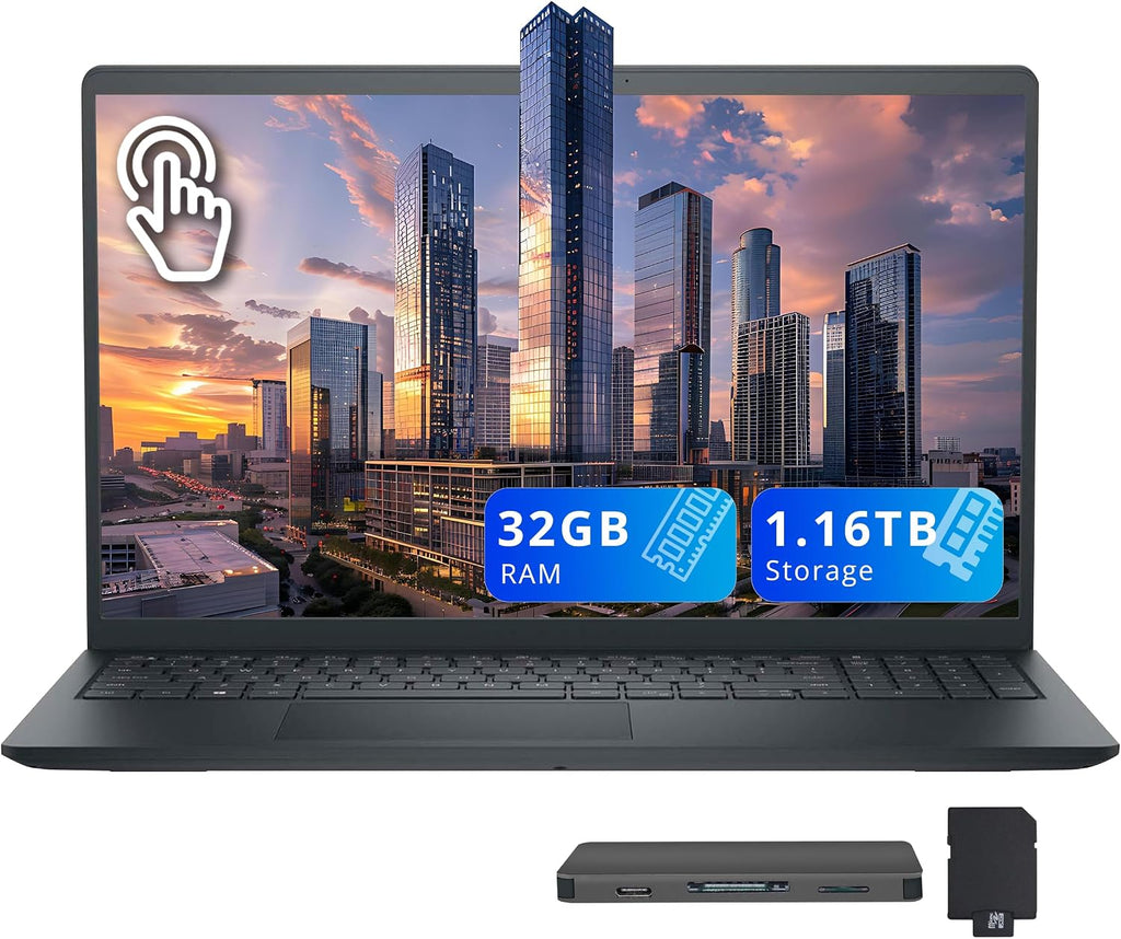 Dell Inspiron 15.6' FHD Touchscreen Laptop, Intel i5-1334U, 32GB RAM, 1.16TB Storage(1TB SSD+160GB Docking Station Set), Intel UHD Graphics, Num Pad, Wi-Fi 6, Copilot, Win 11, Black