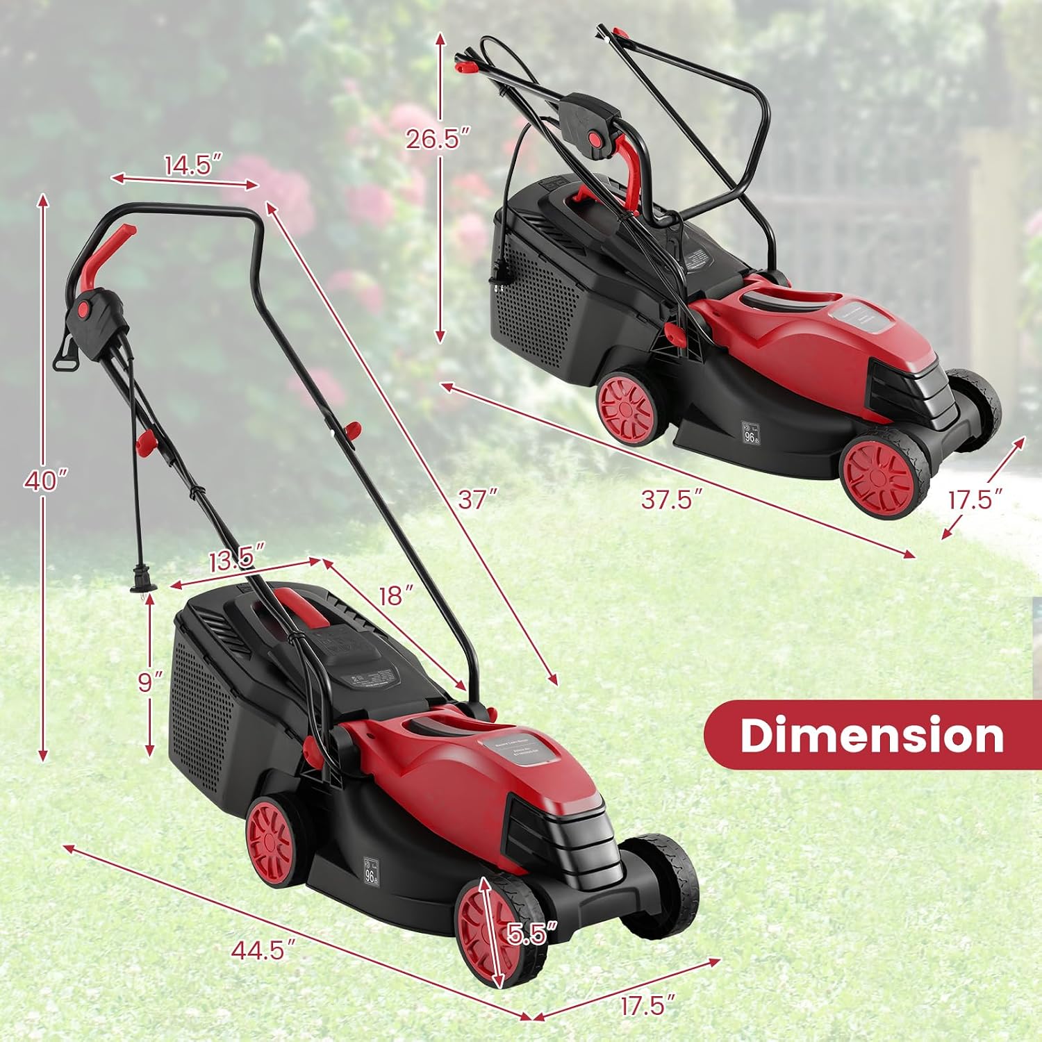 Goplus Lawn Mower, Electric Lawn Mowers with Grass Collection Box, 12 AMP Motor, 14' Cutting Deck, 3 Adjustable Cutting Positions, Walk-Behind Small Corded Lawnmower for Garden Farm Yard