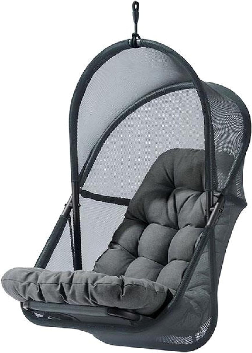 Bery Patio Hanging Swing Chair-Cushioned Dark Gray Mesh