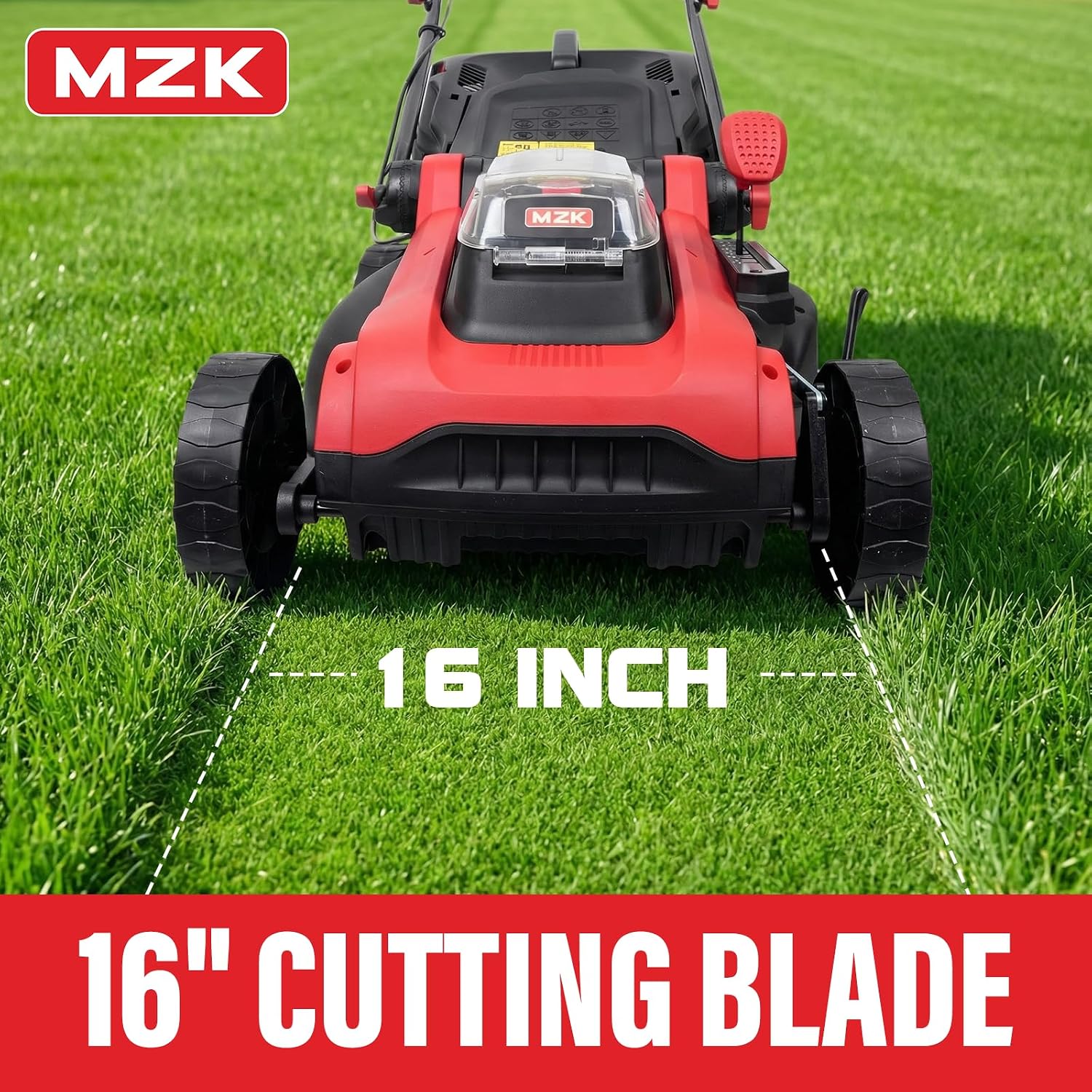 MZK 40V 16' Electric Lawn Mower, 2-in-1 Brushless Cordless Lawn Mower, Walk-Behind Push Mowers with 5-Position Height Adjustment, 2 x 4.0Ah Batteries & Charger Included