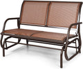 Tangkula 2 Person Patio Glider, Outdoor Swing Bench, Glider Loveseat Chair with Heavy-Duty Steel Frame, Breathable Seat Fabric, Rocking Chair for Poolside, Garden, Backyard, Porch