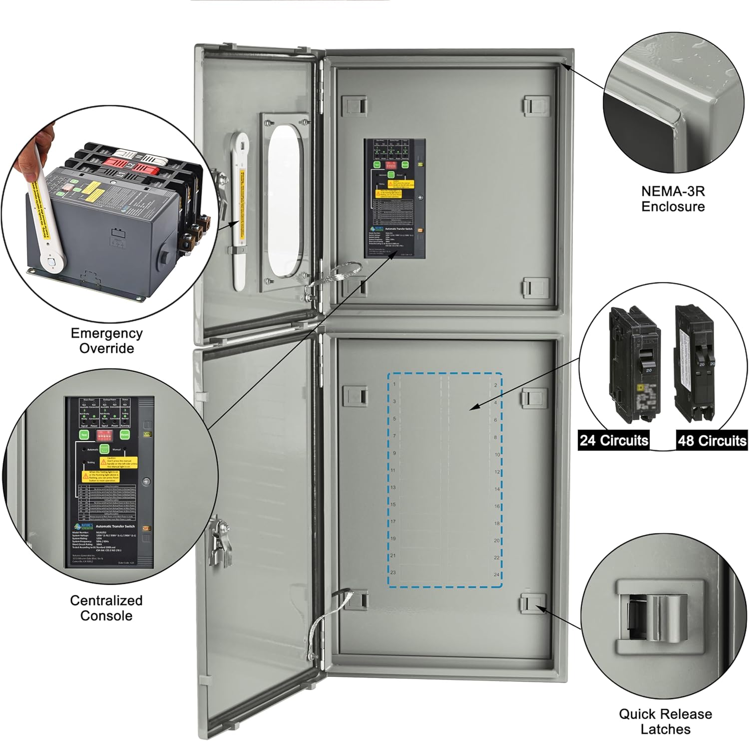 Nature's Generator 125A Automatic Transfer Switch 24 space / 48 circuit