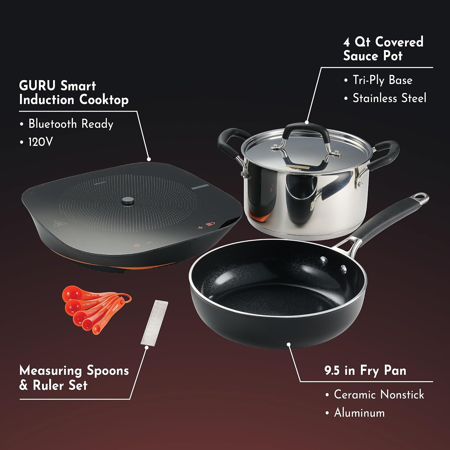 Tramontina Guru Smart Induction Cooktop Starter Set, 81502/000DS