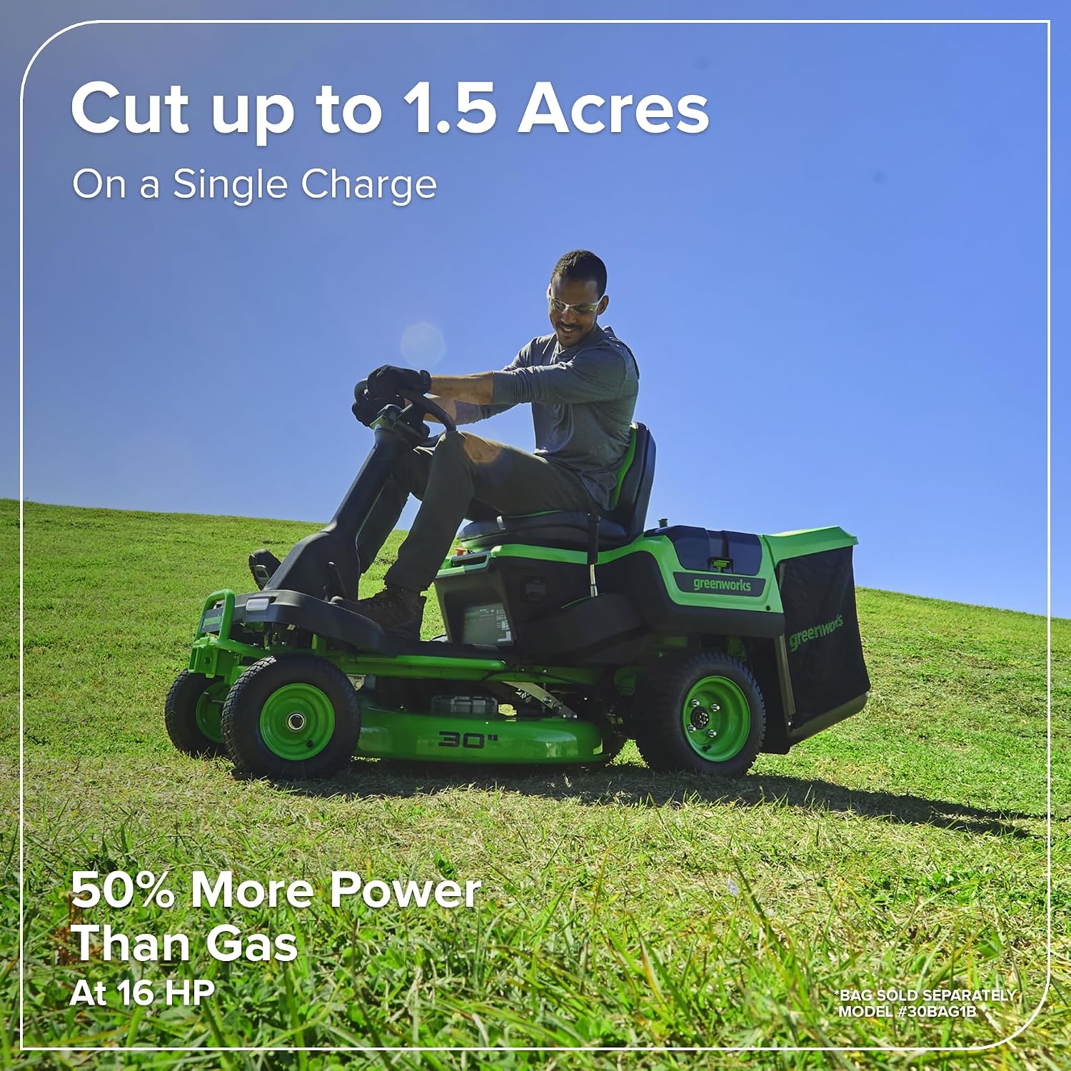 Greenworks 80V 30' Cordless Riding Lawn Tractor, (4) 6.0Ah Batteries and 600W Charger