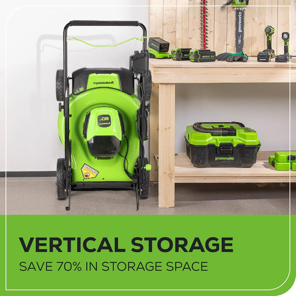 Greenworks 80V 21' Brushless Cordless (Push) Lawn Mower (75+ Compatible Tools), 4.0Ah Battery and 60 Minute Rapid Charger Included