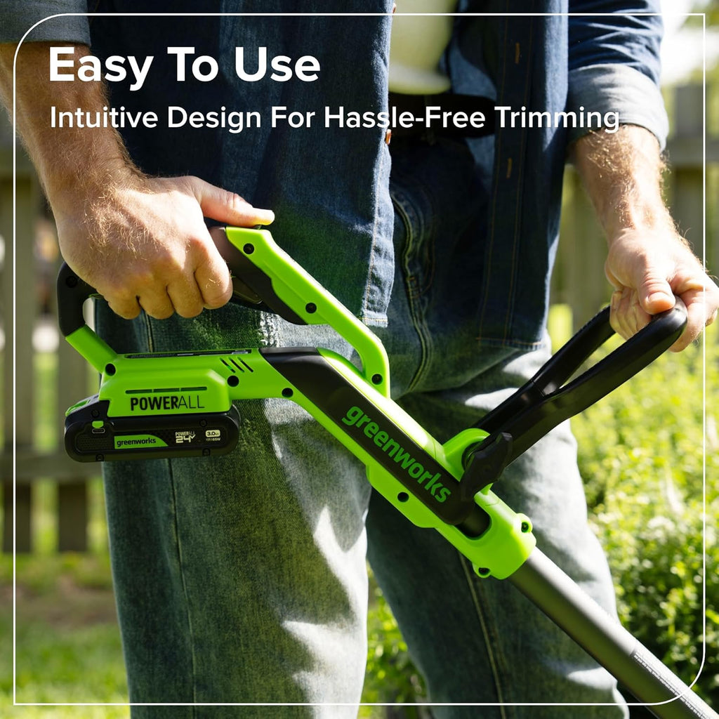 Greenworks 24V 12' Brushless String Trimmer, 2-in-1 Trimmer/Edger, Adjustable Shaft, 10 Plastic Blades, Lightweight 5.25lbs, 3-Year Warranty, Battery and Charger Not Included