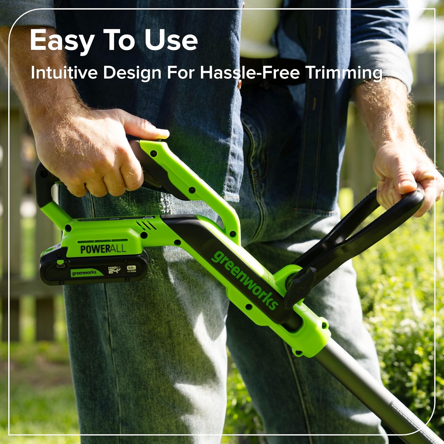 Greenworks 24V 12' Brushless String Trimmer, 2-in-1 Trimmer/Edger, Adjustable Shaft, 10 Plastic Blades, Lightweight 5.25lbs, 3-Year Warranty, Battery and Charger Not Included