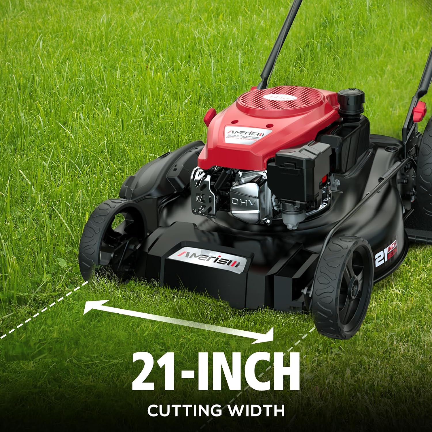 AMERISUN Gas Lawn Mower, 21' with 144cc 4-Cycle OHV Engine 2-in-1 Walk-Behind Gas Push Lawn Mower (AV8621C1)