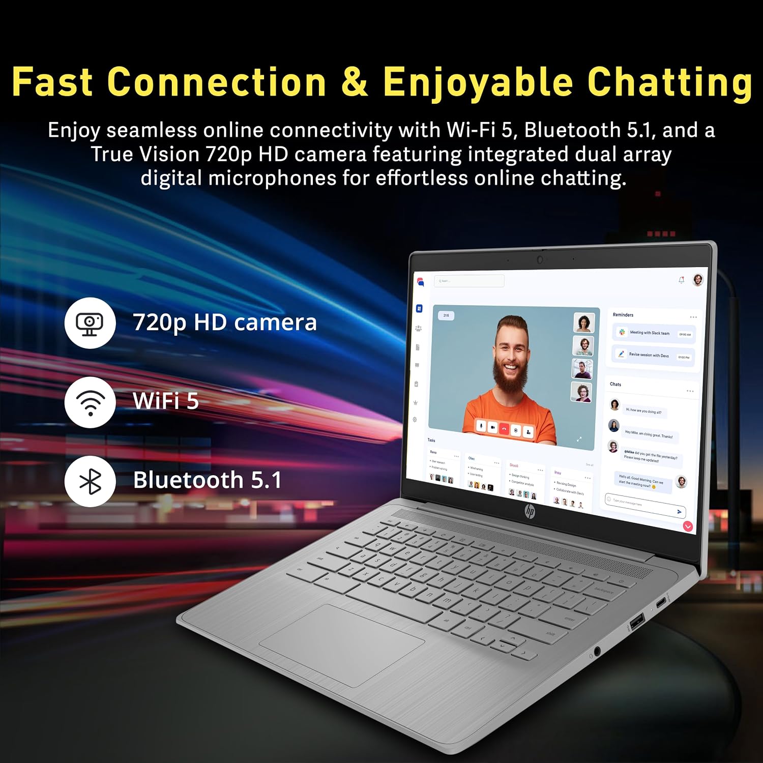 HP Chromebook 14' HD Laptop, Intel Celeron N4120, 4GB LPDDR4, 224GB Storage(64GB eMMC+160GB Docking Station Set), Intel UHD Graphics 600, Wi-Fi 5, 720p Camera, Fast Charge, Chrome OS, Gray
