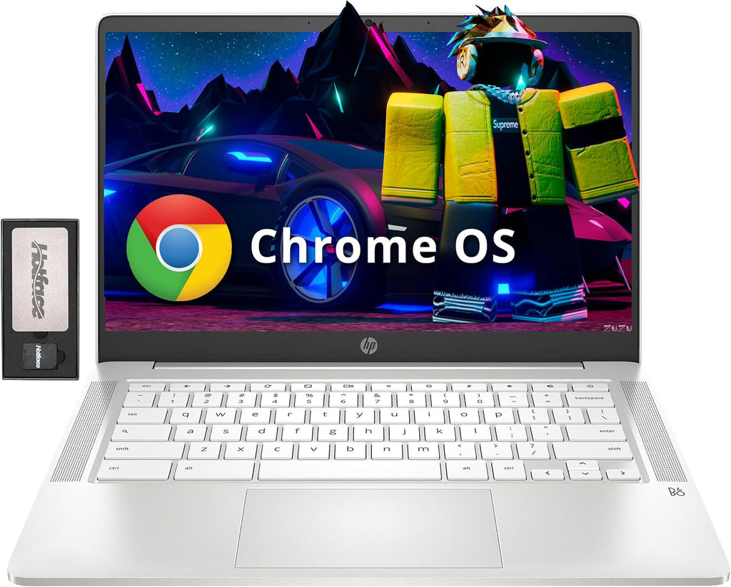HP Chromebook 14' FHD IPS Laptop, AMD 3015Ce, 4GB RAM, 192GB Storage(32GB eMMC+160GB Docking Station), AMD Radeon Graphics, 720p HD Camera, HD Audio, Chrome OS, Ceramic White