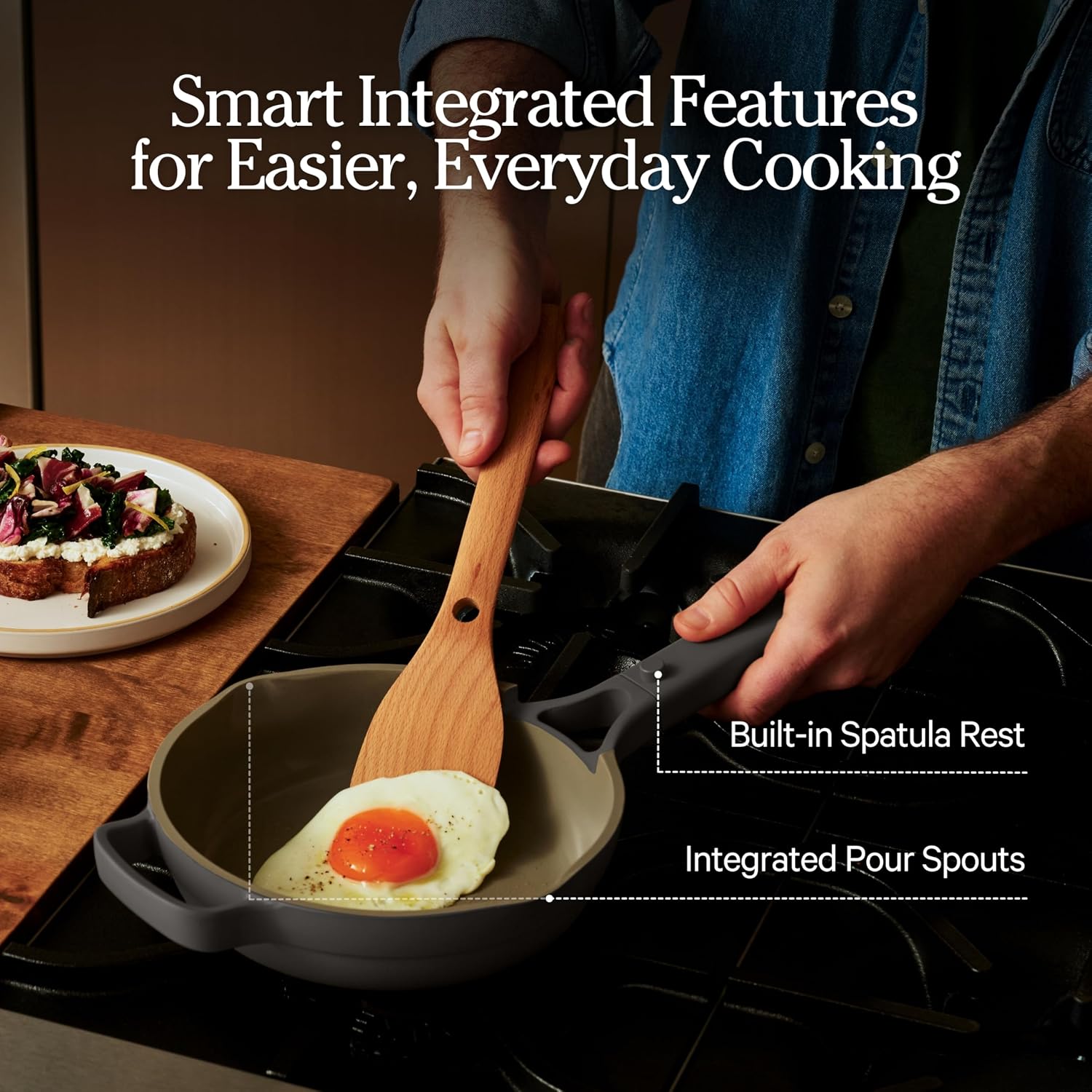 Our Place Mini Always Pan | 8.5' Ceramic Pan with Modular Lid & Beechwood Spatula | Patented 10-in-1 Nonstick, Non-Toxic Cookware Made Without PFAS | Induction & Oven-Safe up to 450°F | Spice