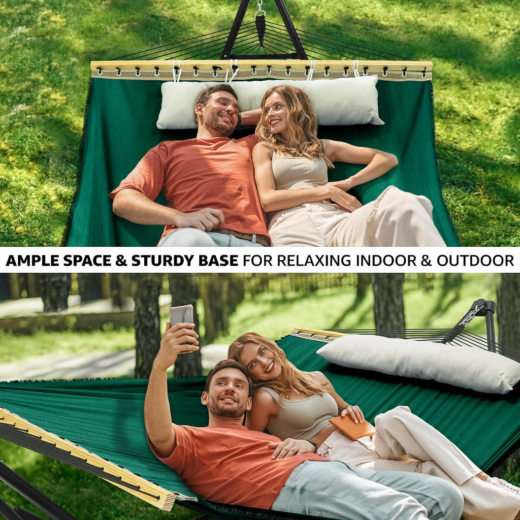 Tranquillo Unity with Hammock Stand; Premium Quality, 800 lbs Capacity, 30-Second Easy Setup, Durable Steel Frame, Pre-Assembled and Portable for Indoor & Outdoor Use, Emerald Green