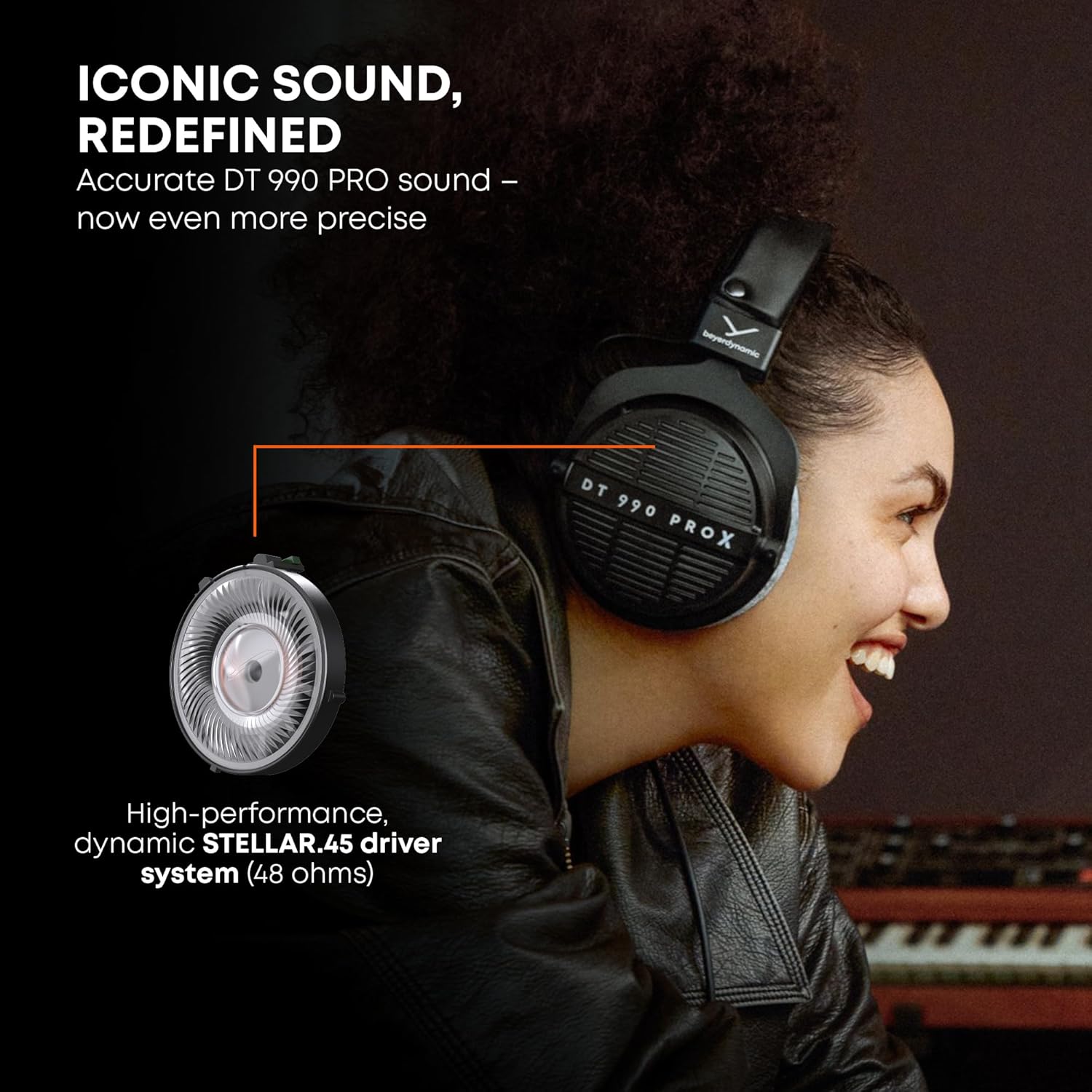 beyerdynamic DT 990 Pro X 48 ohm Wired Over-Ear, Open Back Professional Recording Studio Monitor Headphones for Mixing, Editing, Critical Listening, DJ Stereo Headsets, Made in Germany, Black w/Gray