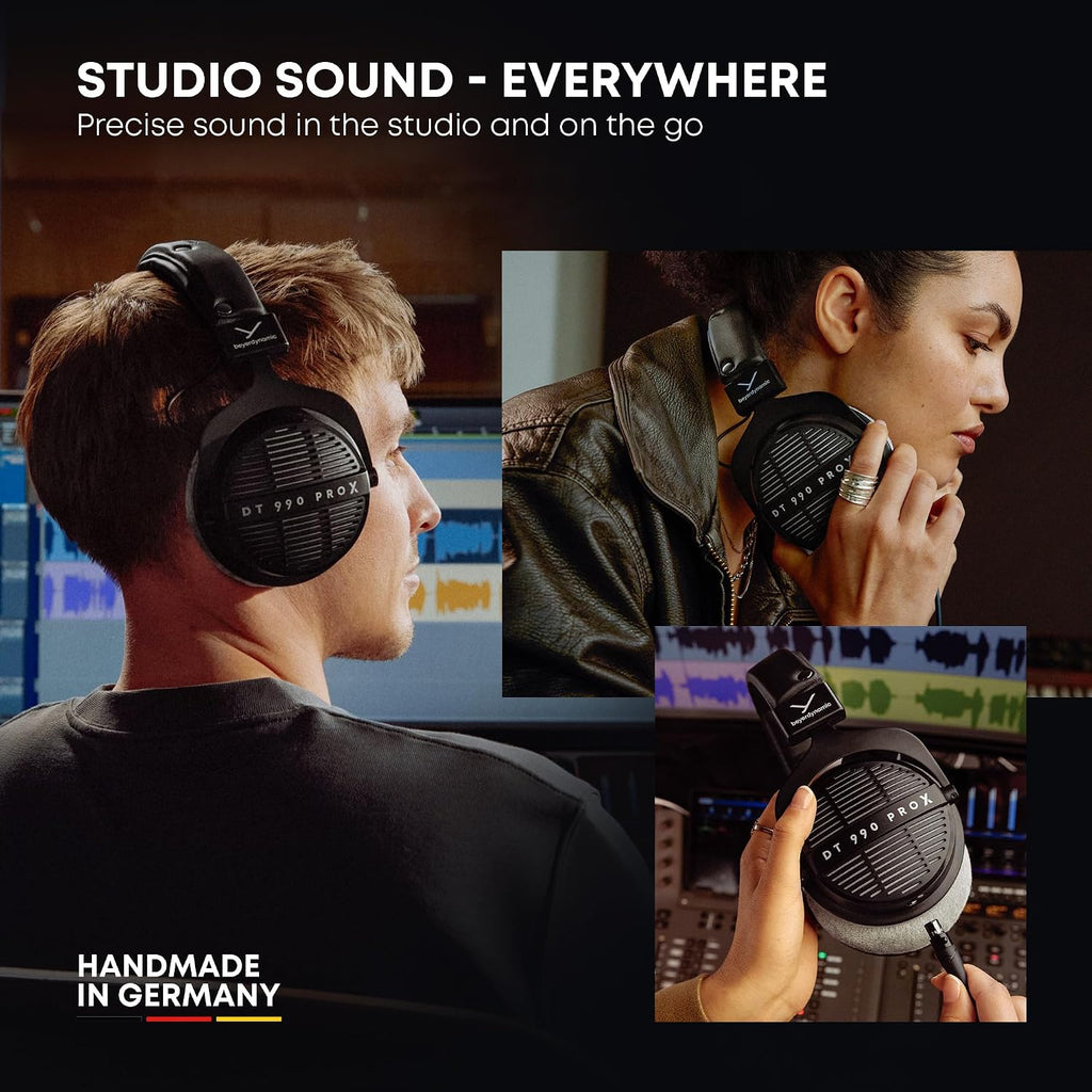 beyerdynamic DT 990 Pro X 48 ohm Wired Over-Ear, Open Back Professional Recording Studio Monitor Headphones for Mixing, Editing, Critical Listening, DJ Stereo Headsets, Made in Germany, Black w/Gray