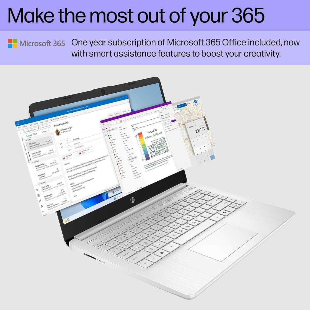 HP 14 inch Laptop, HD Touchscreen Display, Intel Celeron N4500, 4 GB RAM, 64 GB eMMC, Intel UHD Graphics, Windows 11 Home in S Mode, Natural Silver, 14-dq3550nr