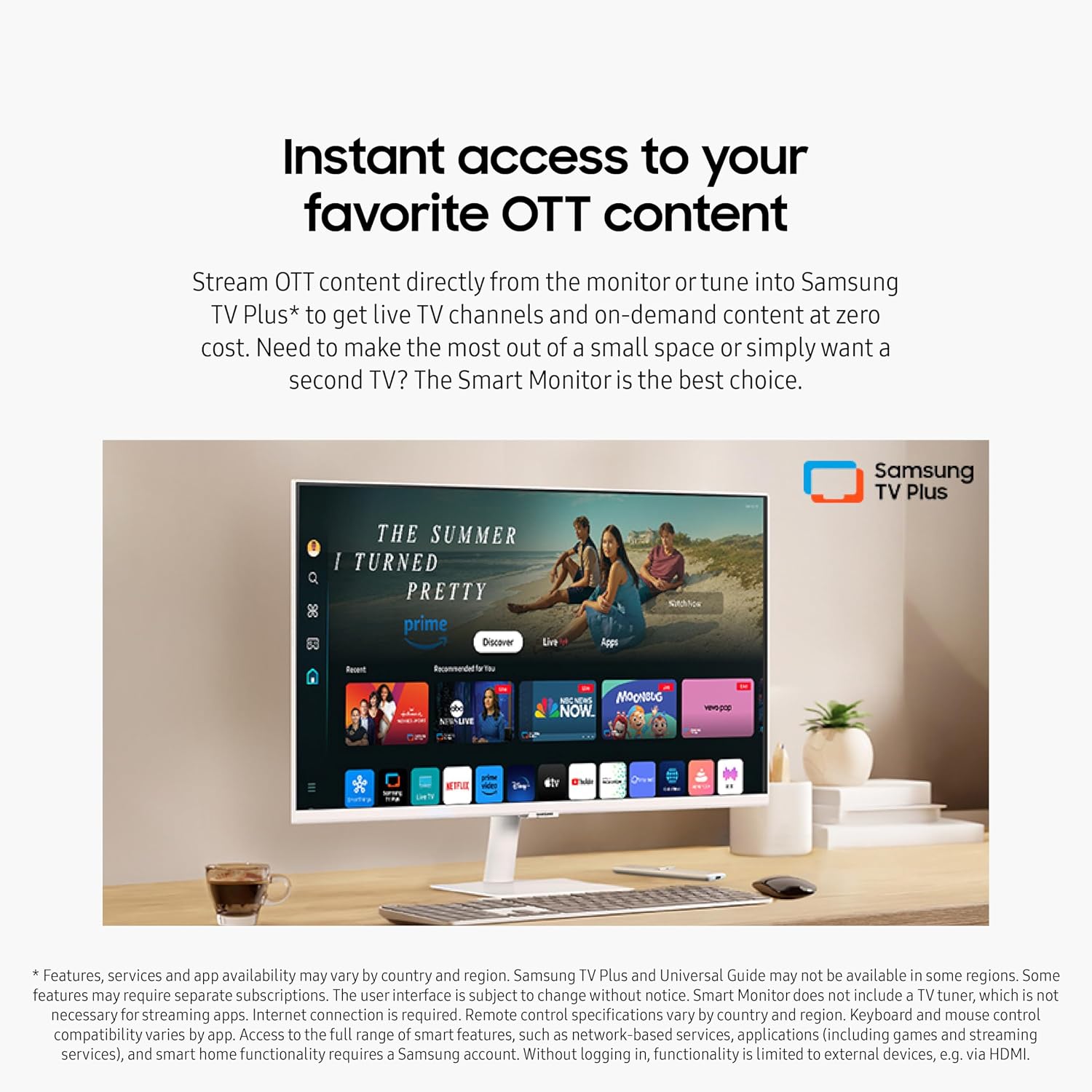 SAMSUNG 32-Inch M5 (M50D) Series FHD Smart Monitor with Streaming TV, Speakers, HDR10, Gaming Hub, Multiple Ports, Workout Tracker, Vision Accessibility Tools, LS32DM501ENXZA, 2024