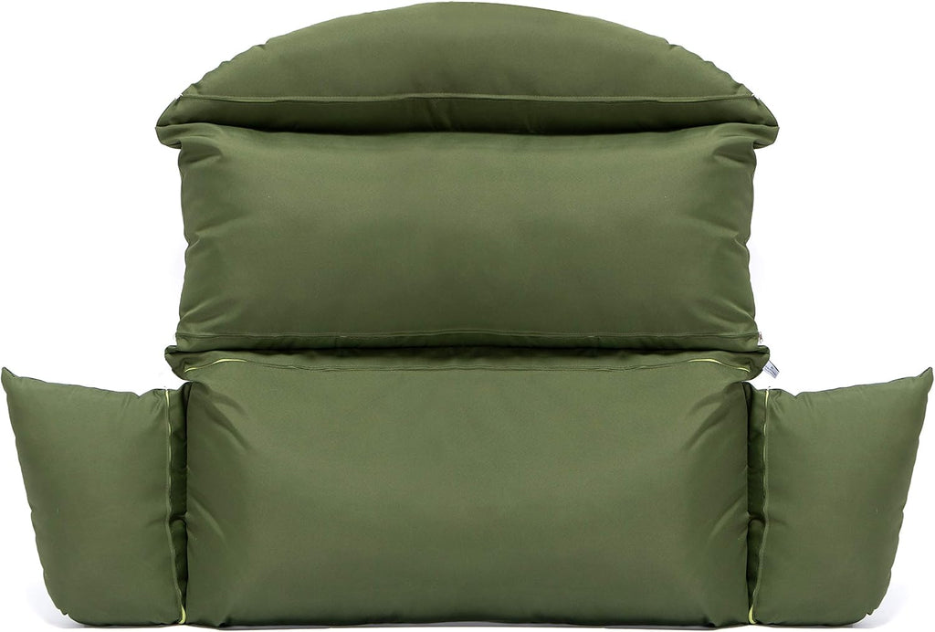 LeisureMod 2 Person Hanging Egg Chair Cushion - Dark Green, Soft Cotton Filling, Quick-Drying & Weather-Resistant, Machine Washable Outdoor Seat Cushion