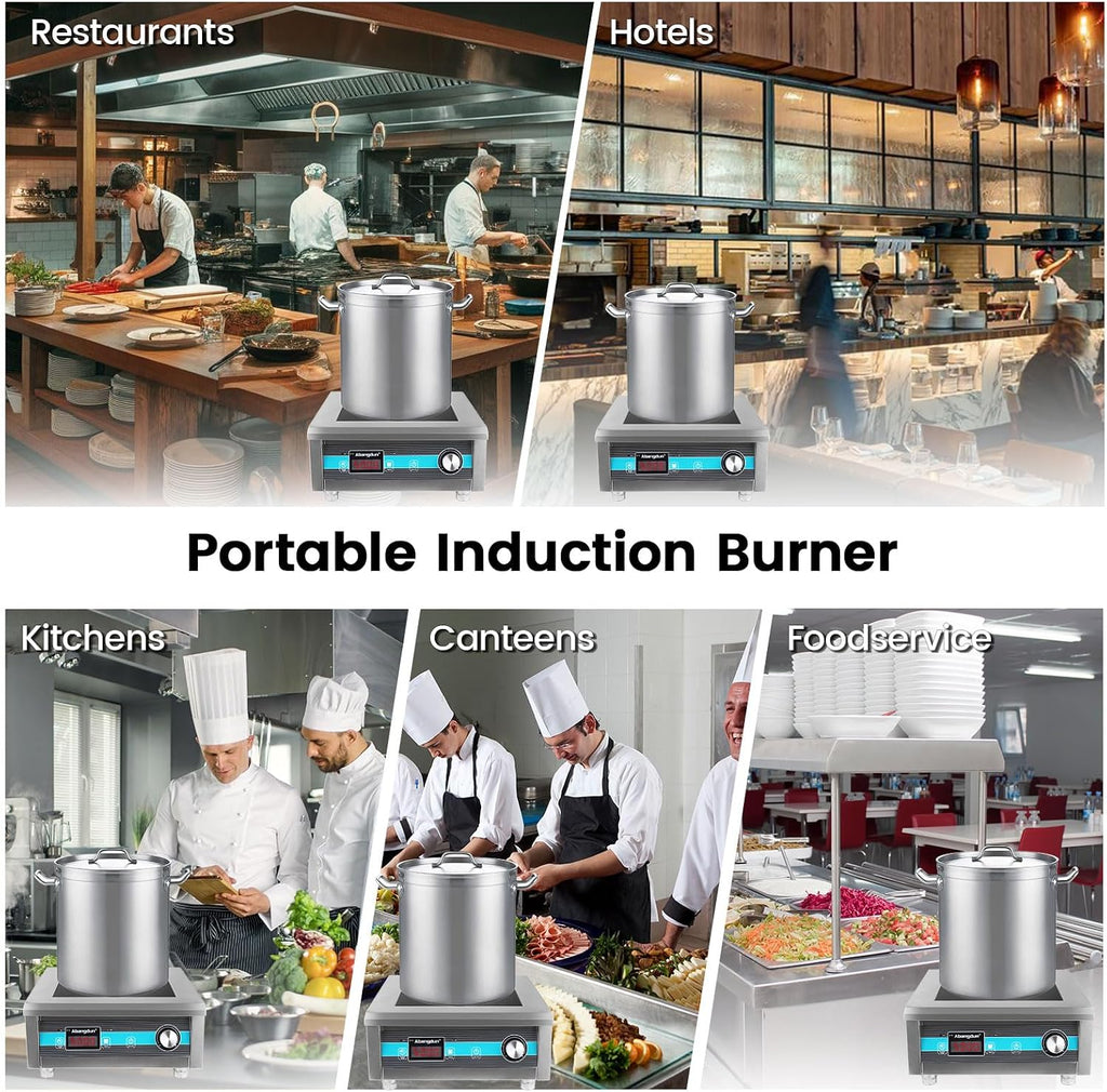 Commercial Induction Cooktop 5000W 190V~275V Electric Stove Commercial Range Countertop Burner with 18 Hour Timer Non Circulating Heating Portable Hot Plate for Restaurant&Hotel&Kitchen Use