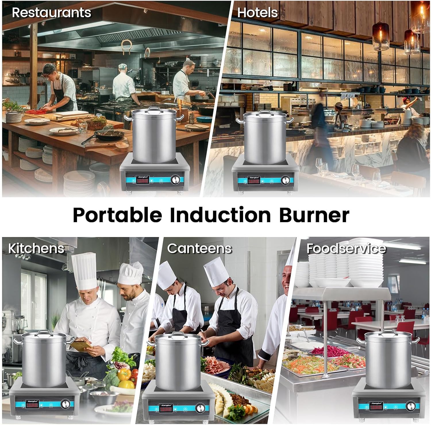 Commercial Induction Cooktop 5000W 190V~275V Electric Stove Commercial Range Countertop Burner with 18 Hour Timer Non Circulating Heating Portable Hot Plate for Restaurant&Hotel&Kitchen Use