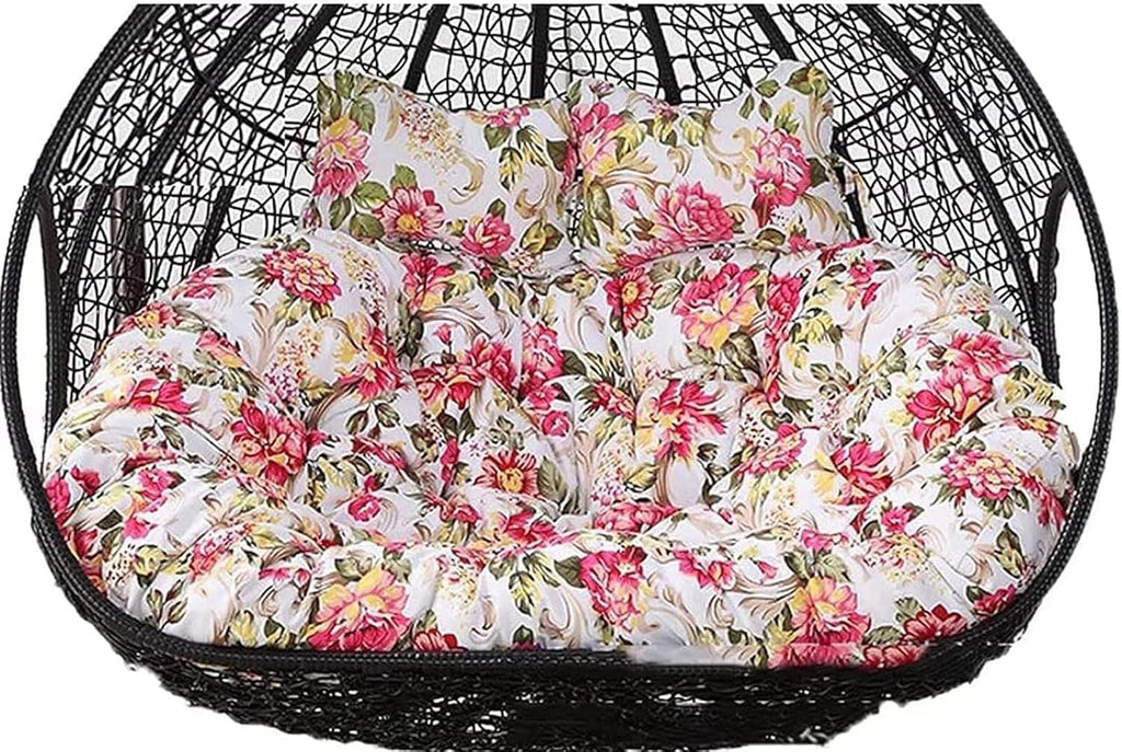 2 Person Egg Chair Cushion Replacement, Double Hanging Rattan Chair Cushion, Hanging Rocking Chair with 2 Adjustable Headrests, Hanging Mattress for Patio Garden Furniture(F)