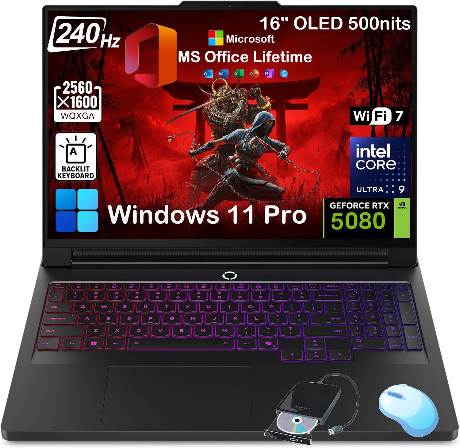 Lenovo Legion Pro 7i Gen 10 Gaming Laptop - GeForce RTX 5080 16GB GDDR7 • 16' 240Hz OLED 2.5K Display • Intel Ultra 9 275HX • RGB Backlit • WiFi 7 • MS Office Lifetime & Win 11 Pro(64GB DDR5, 1TB SSD)