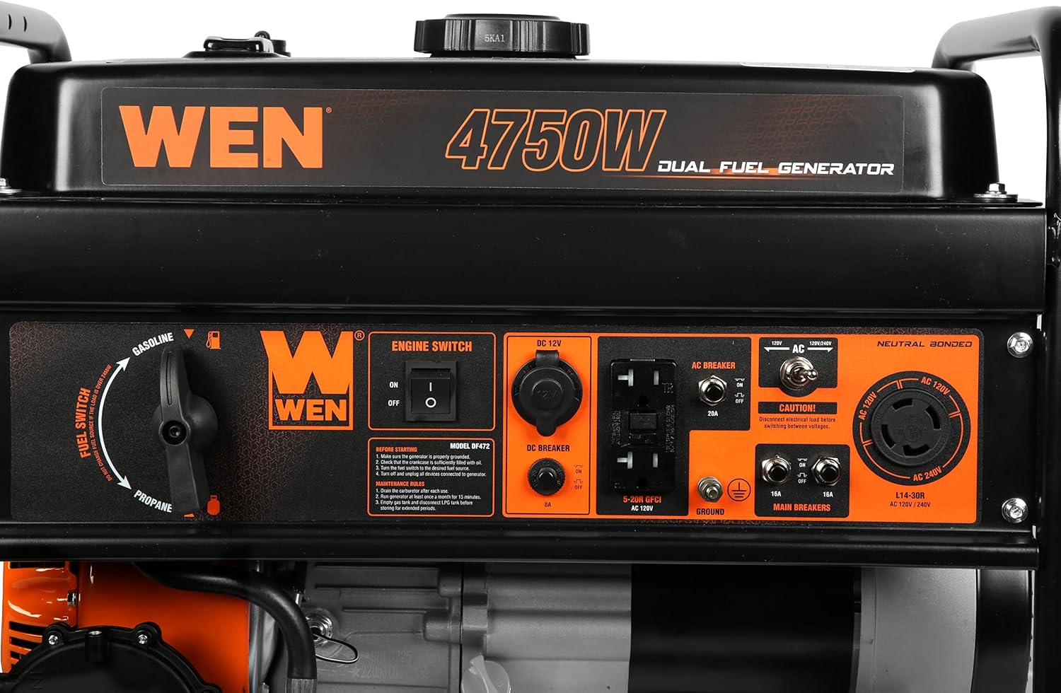 WEN 4,750-Watt 120V/240V Dual Fuel Portable Generator (DF472)