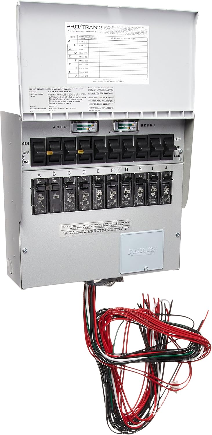 Reliance Generator Transfer Switch Kit, 10 Circuits, Model# 310CRK