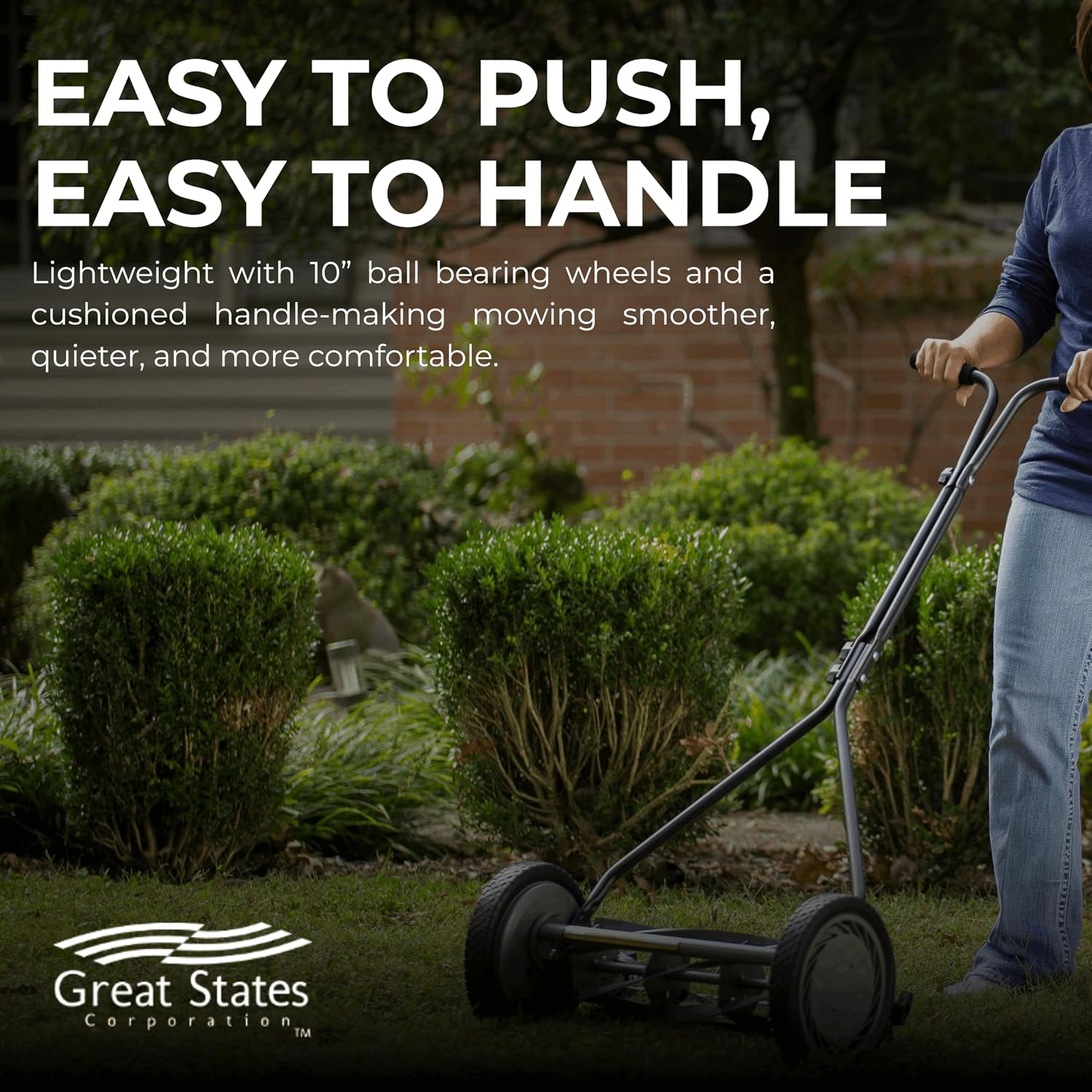 Great States 415-16 16-Inch Reel Mower Standard Full Feature Lawn Mower with T-Style Handle and Heat Treated Blades